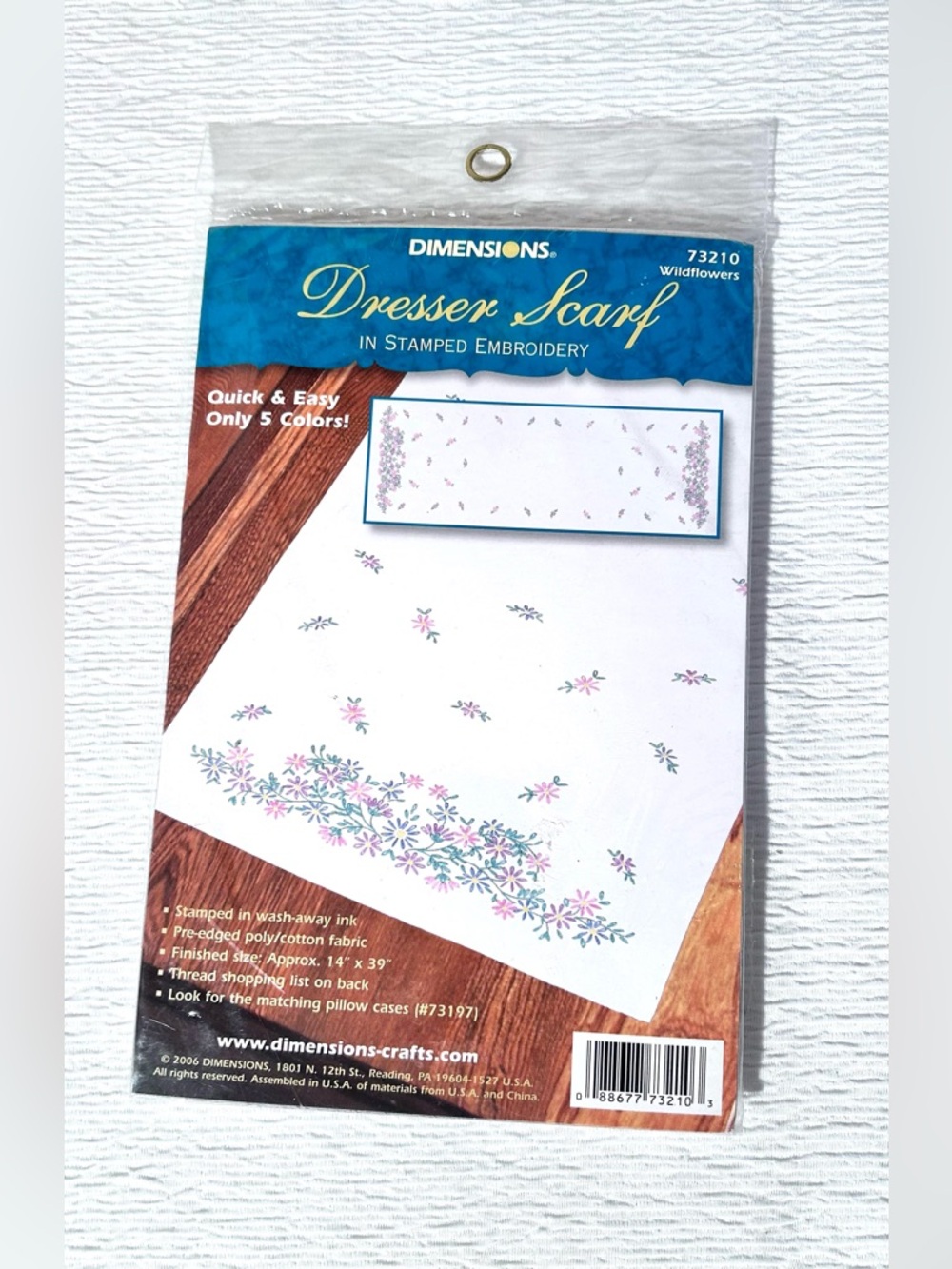 Dimensions Wildflowers Dresser Scarf Stamped Embroidery Craft- 14”x 39”